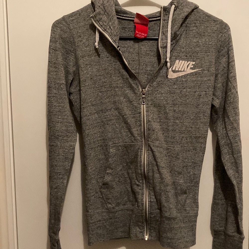 Grey Nike zip up hoodie